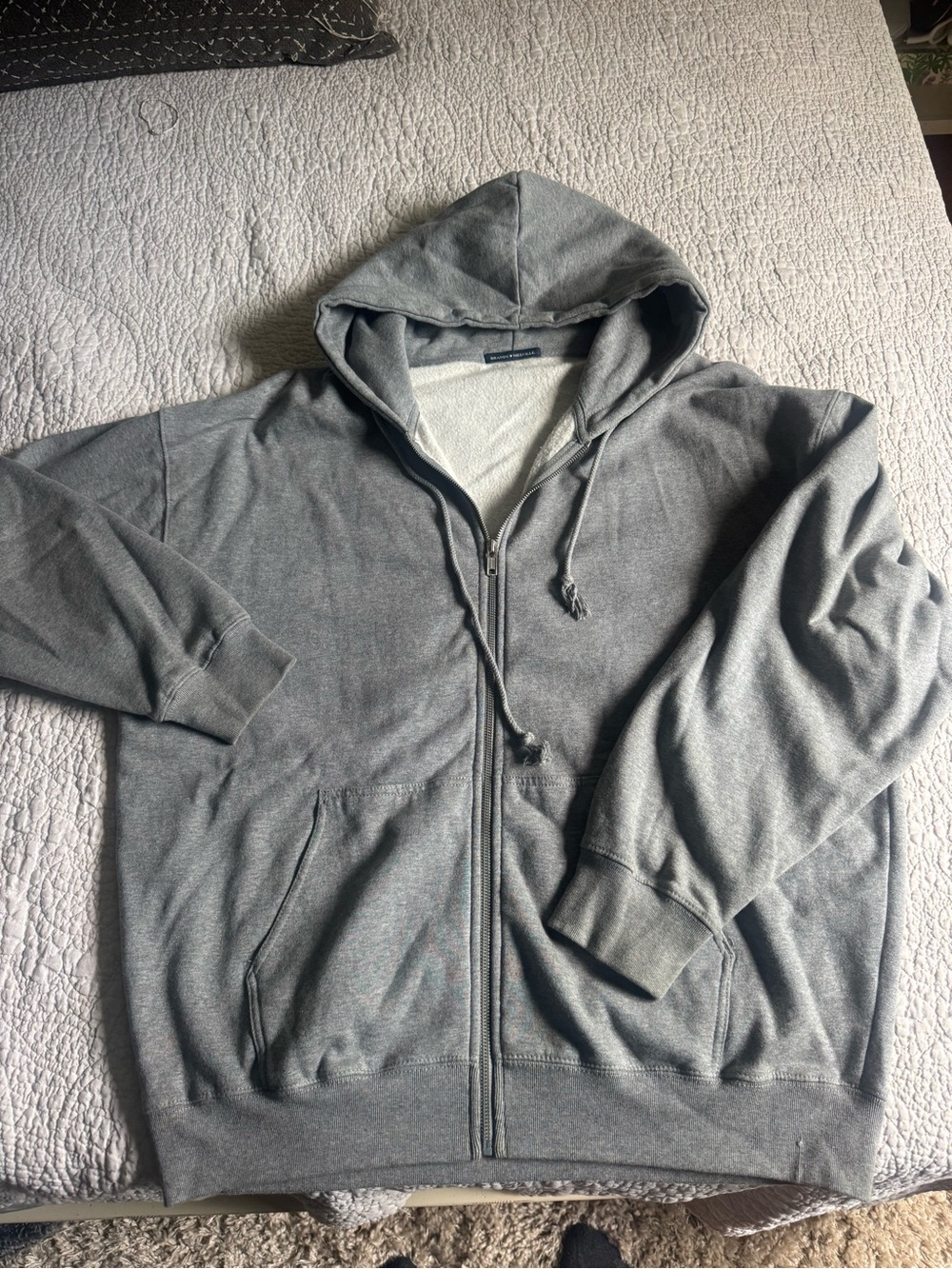 Brandy Melville Oversize Gray Zip-Up Hoodie